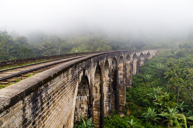 Nine Arches Bridge in morning mist
