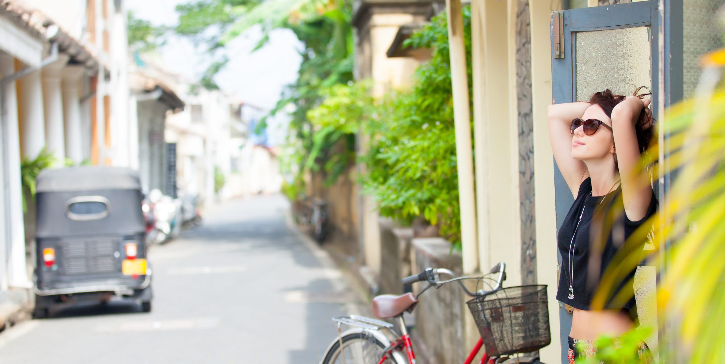 Traveller in a picturesque alleyway