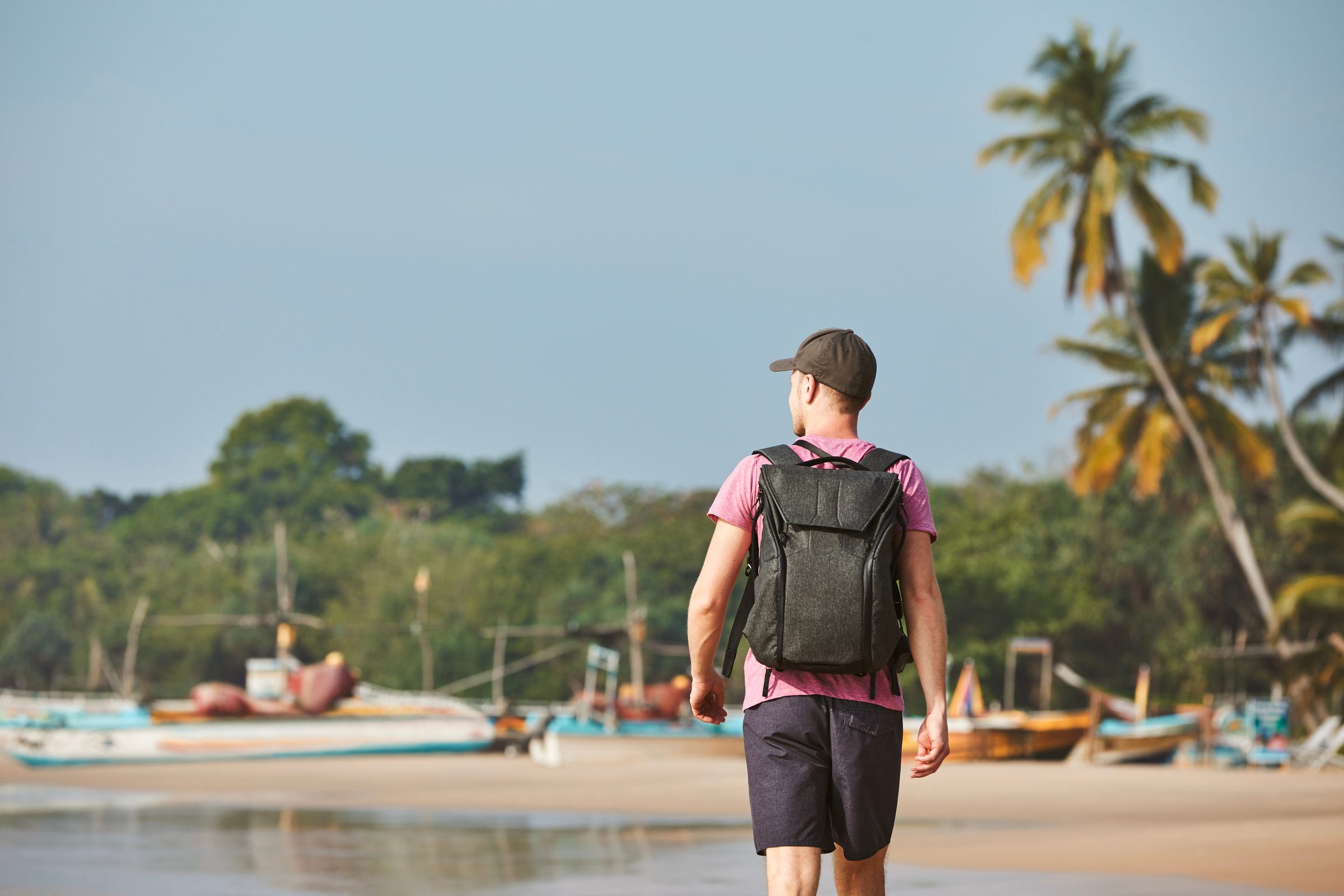 Walking along the sandy coastline of Sri Lanka