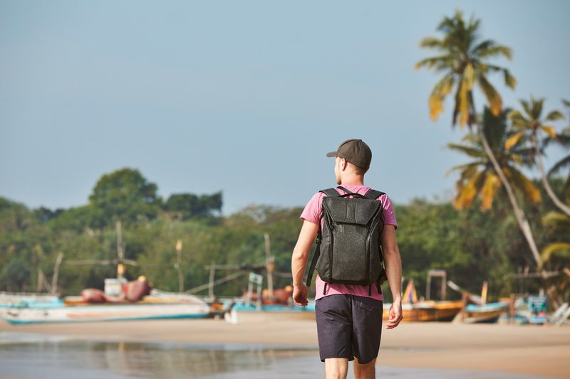 Walking along the sandy coastline of Sri Lanka