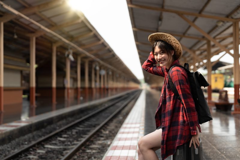 Happy traveller before her Sri Lanka journey