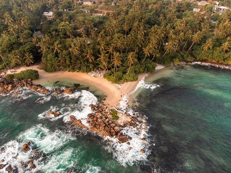 Aerial view of a secluded cove on the southern coast