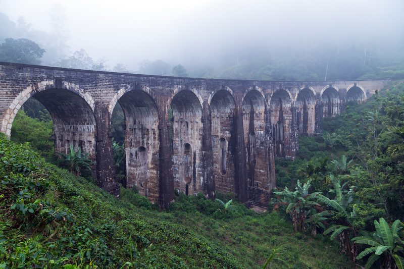 Nine Arches Bridge near Ella in morning mist